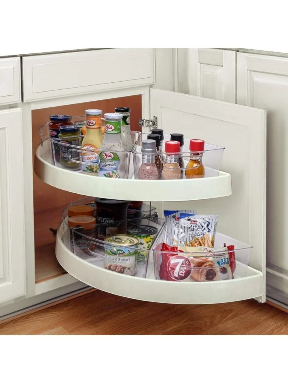 Clear Lazy Susan Organizer for Corner Cabinets - 26''-27'' Diameter, BPA-Free, 8